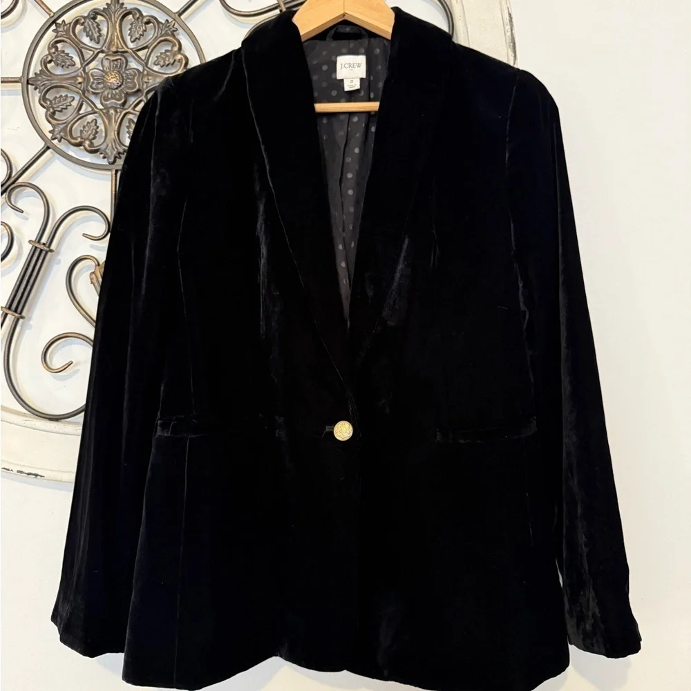 J. Crew Velvet Shawl Collar Blazer Black Size 2, XS
